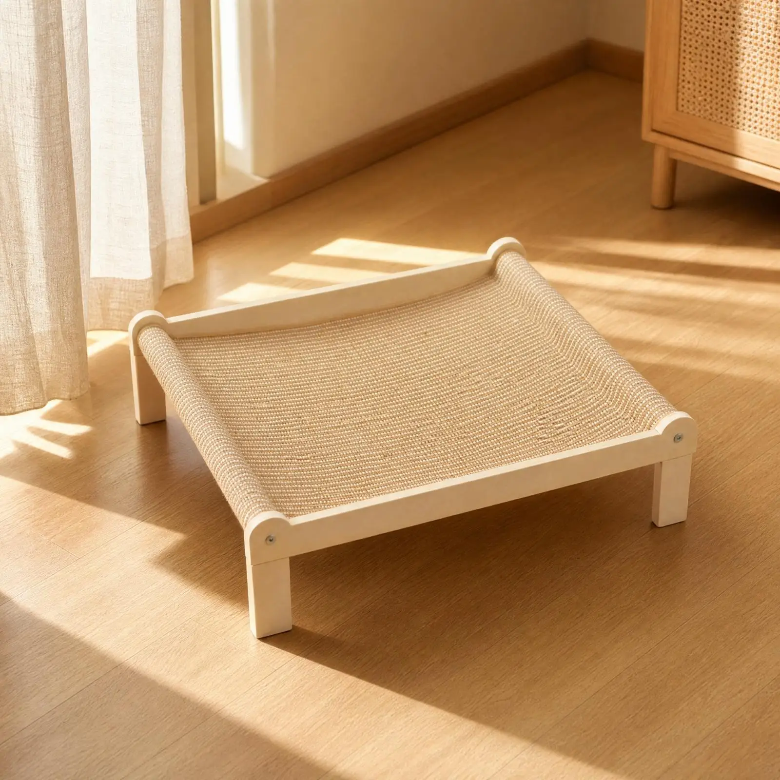 Cat Scratching Post Bed with Raised Side Rails for Indoor Furniture Protector Perch
