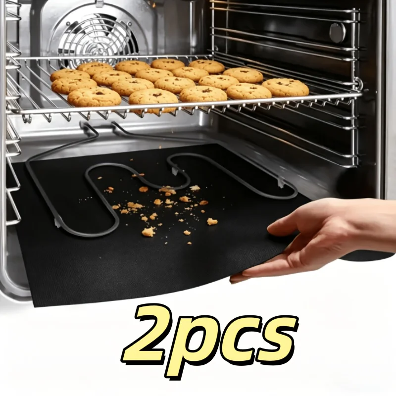 2Pcs Extra Large Teflon Oven Liner Mats Thick Non‑Stick Reusable Anti‑Dirty Baking Mat for Gas Oven Electric Oven Toaster Grill