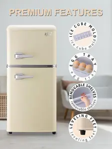 KRIB BLING 3,2 Cu.Kulkas Kompak ft, Kulkas Mini dengan Freezer, Pendingin Minuman Kecil Desain Retro untuk Rumah, Kantor 8 kulkas dengan penjualan terbaik dengan freezer - №