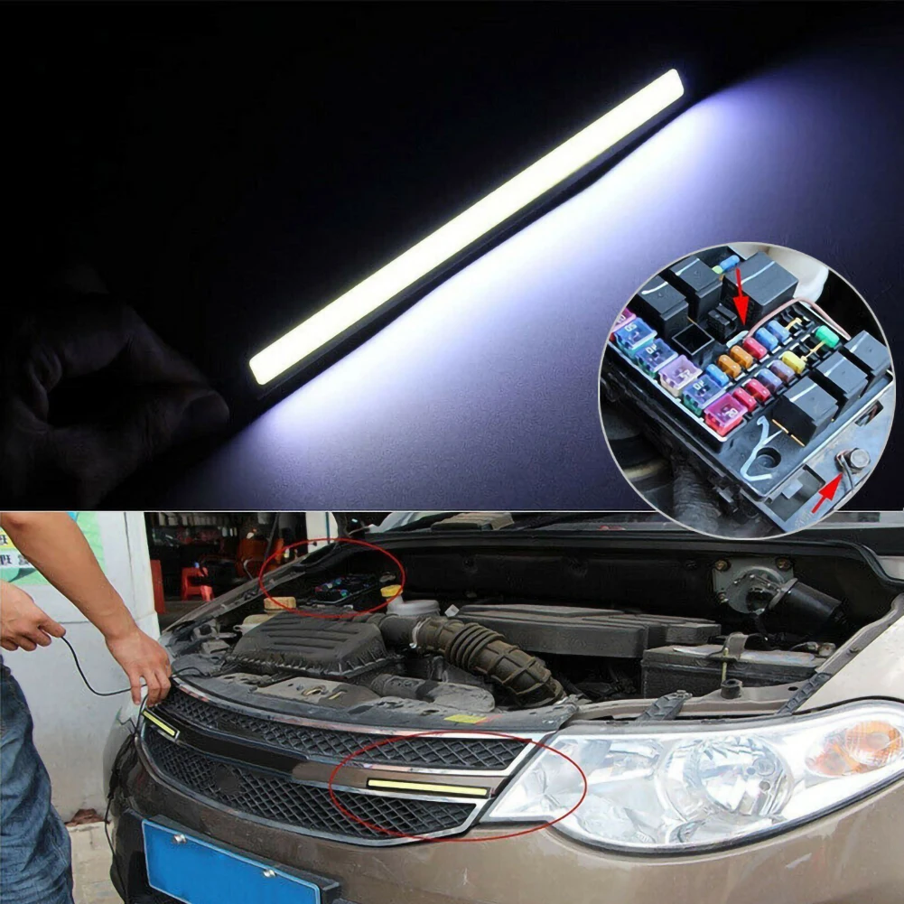 1 pz DC 12V LED luce di marcia diurna impermeabile LED COB fendinebbia per auto lampada di modifica per auto bianco/blu accessori per auto