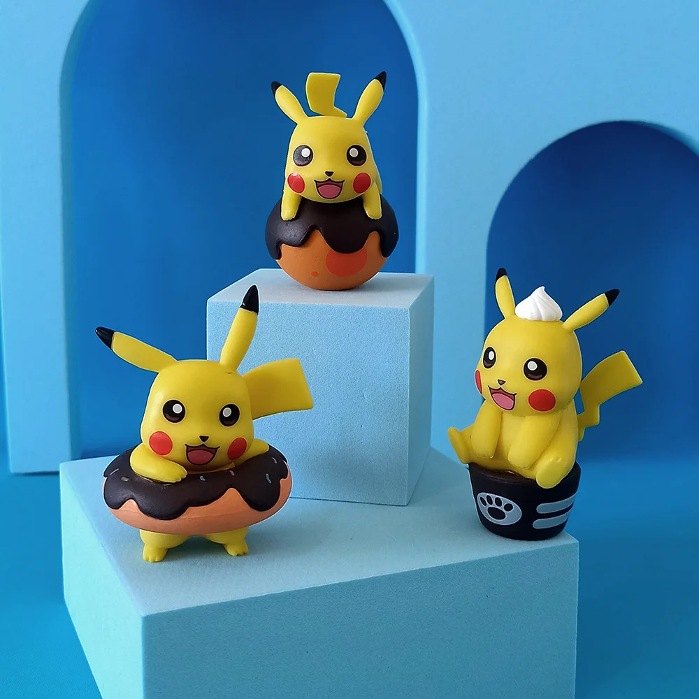 Pokemon Anime Figura Fine Food Pikachu Modello carino Collezione di bambole Auto Ornamenti da tavolo Modello di torta per bambini Regalo