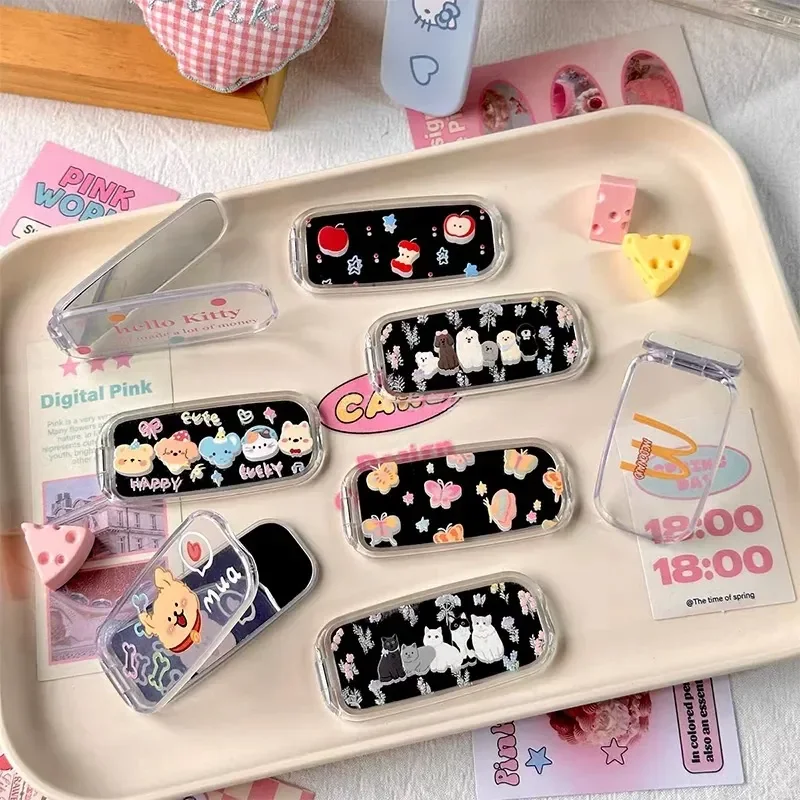 

Корейское складное зеркало для макияжа, невидимый мультяшный держатель для телефона, милый портативный держатель-наклейка на заднюю панель, новая универсальная клейкая подставка для рабочего стола