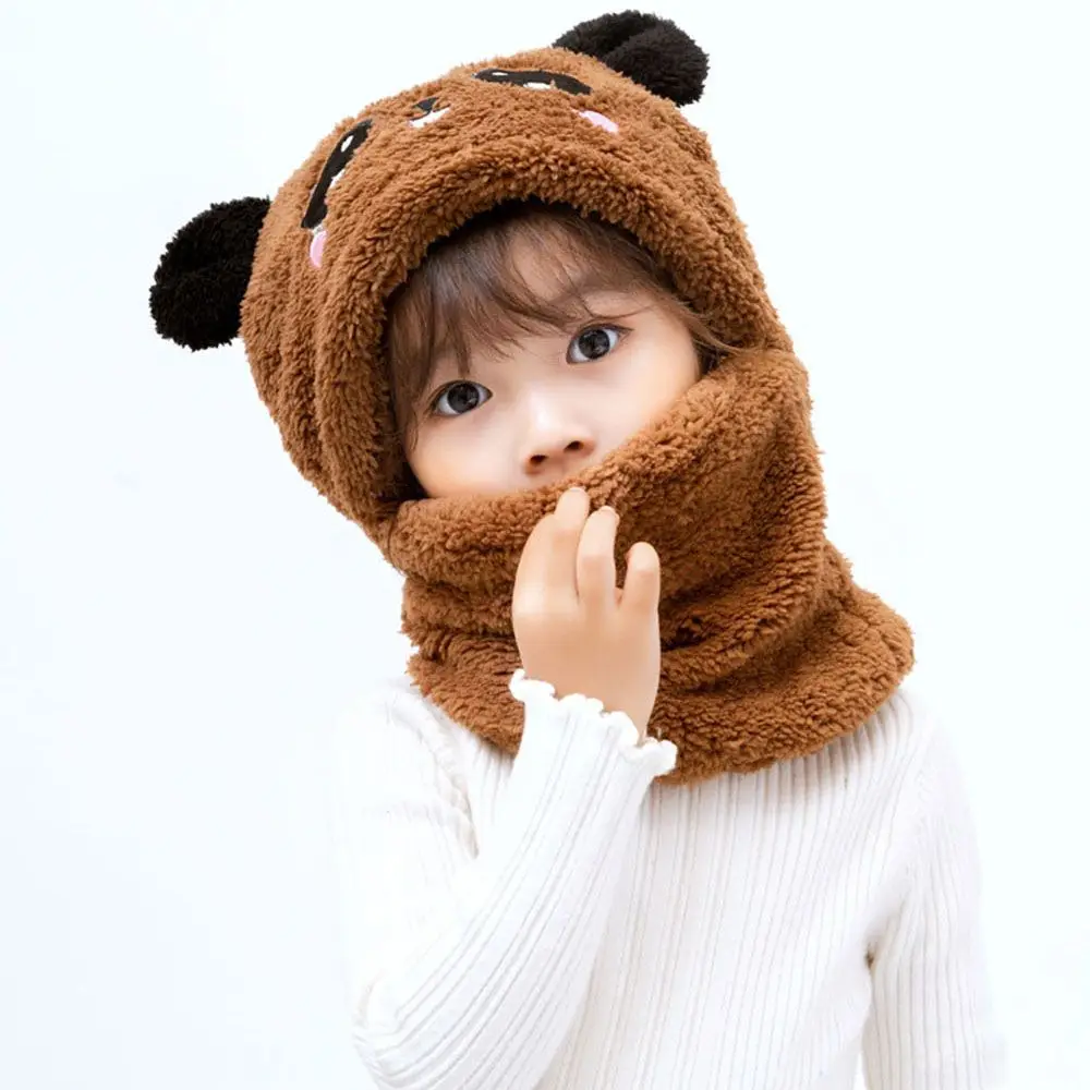 الباندا الصوف قبعات الاطفال المرجان المخملية وشاح الطفل الاشياء قبعة الأذن كاب