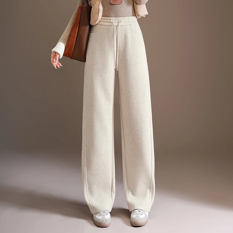 

Женские повседневные брюки с широкими штанинами, эластичным поясом, высокой талией, свободного кроя, удлиненные, осенне-зимние