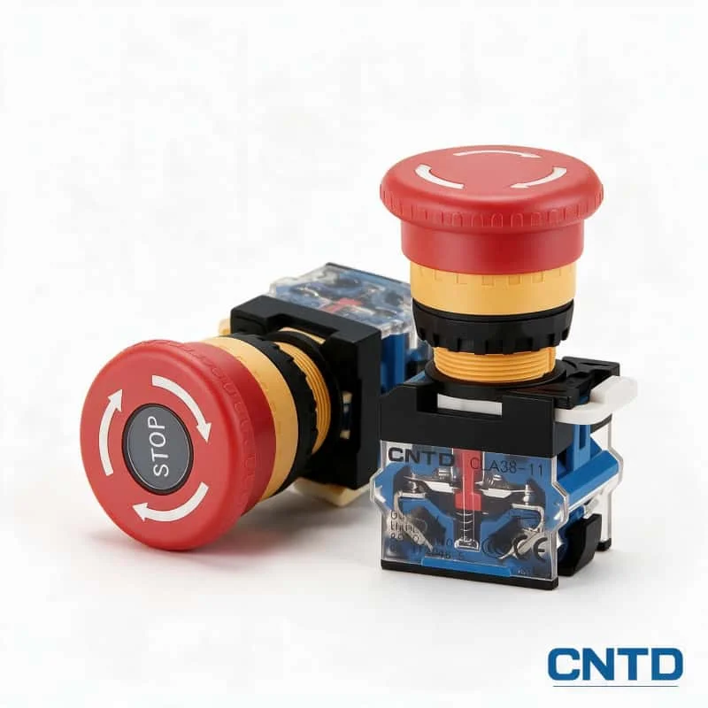 22mm Emergency Stop Push Button Switch Red Mushroom 40mm Twist Release Latching E-Stop 1NO 1NC 10A 600V Industrial Control Panel