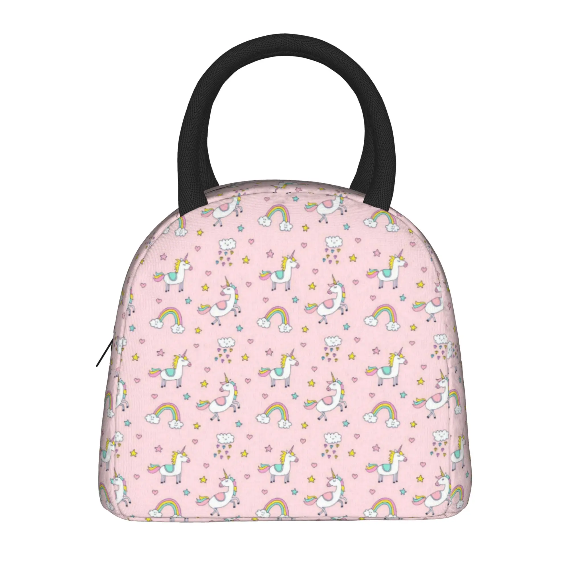 Simple Rainbow Unicorn Lunch Bag  Picnic Lunch Box For Child Funny Graphic Tote Food Bags Oxford Convenient Cooler Bag