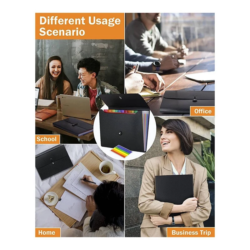 3X File Organizer Expanding File Folder, 13 Pockets , A4 Letter Size Paper Document Receipt Folder For Classroom, Home