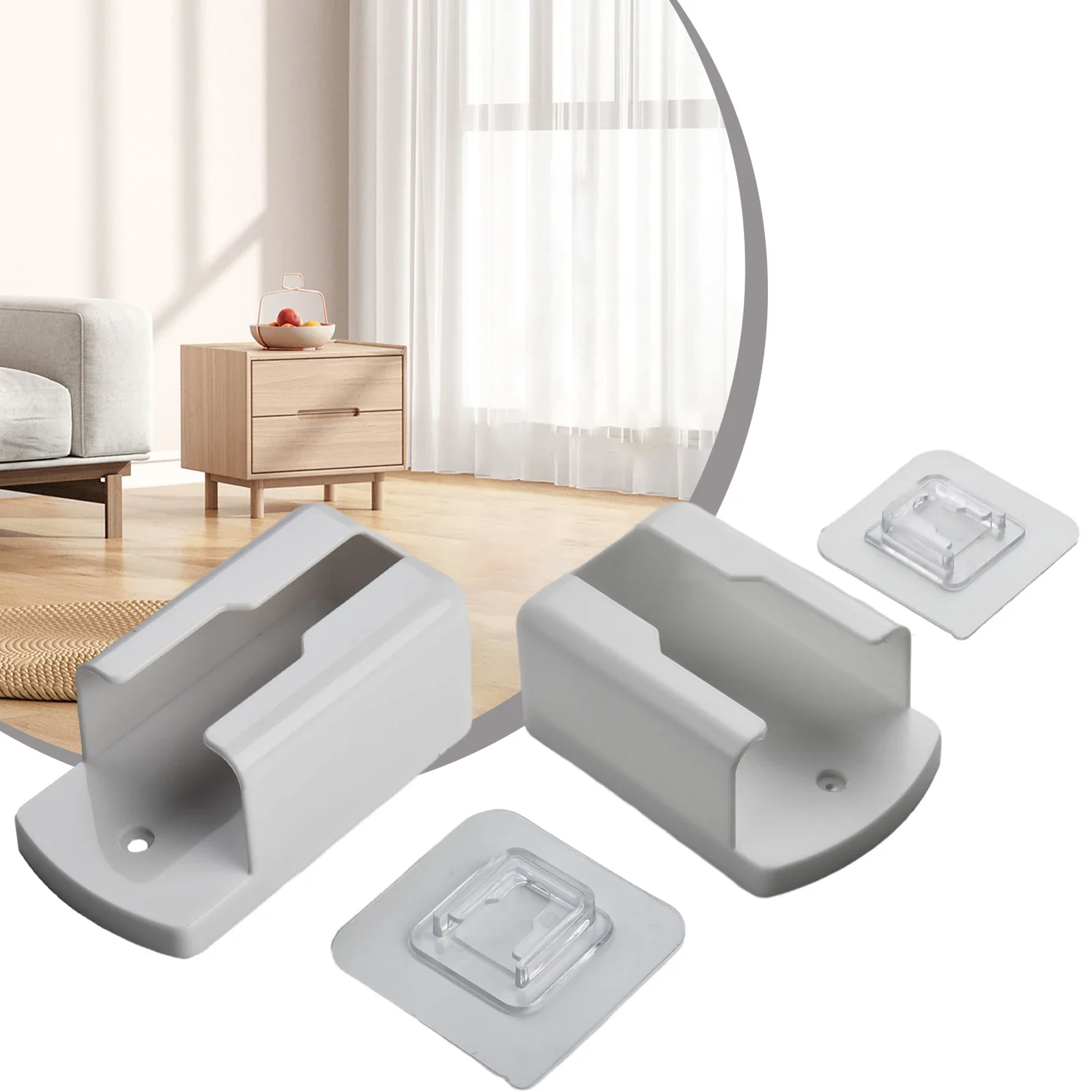 Wall Shelf Bathroom Shelf Universal White Air Conditioner Remote Control Holder Wall Mounted Punch-Socket Holder