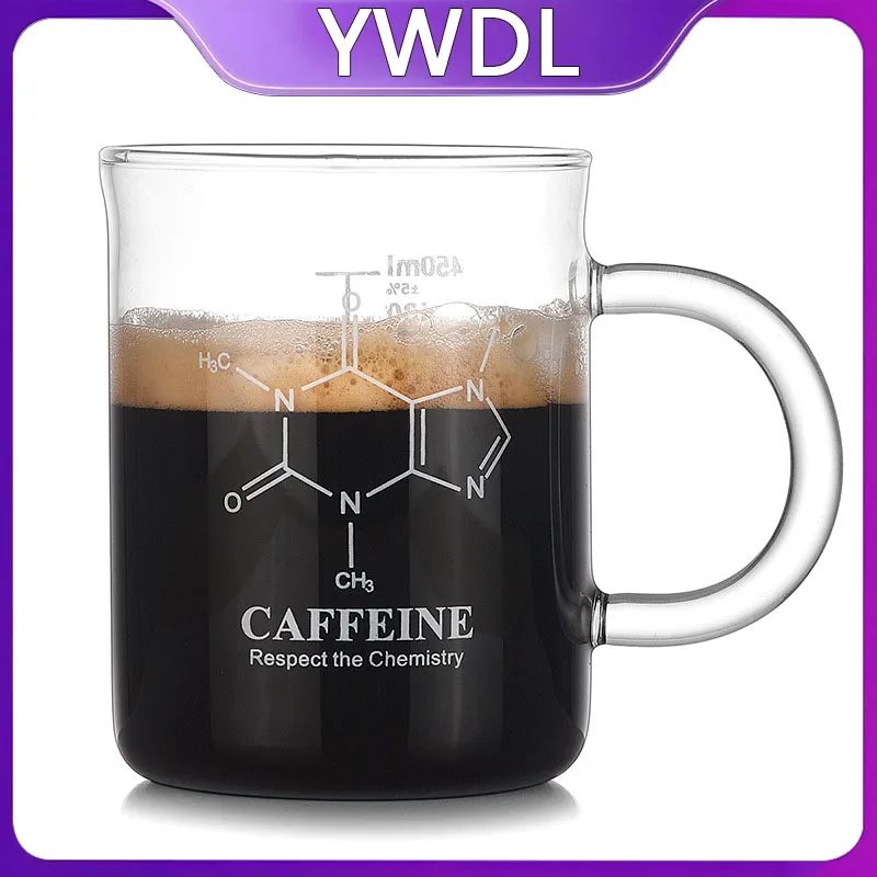 YWDL 450ml Hochwertiger Borosilikatglas-Messbecher mit Griff, Transparenter Multifunktions-Messbecher mit Skala für Küche, Milch und Kaffee