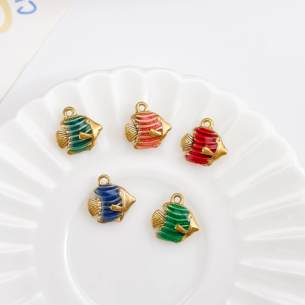 تصميم ودي 40 قطعة 12*13 مللي متر قلادة ذاتية الصنع/شكل سمكة/سحر من الفولاذ المقاوم للصدأ/صناعة يدوية/نتائج ومكونات المجوهرات # 195727