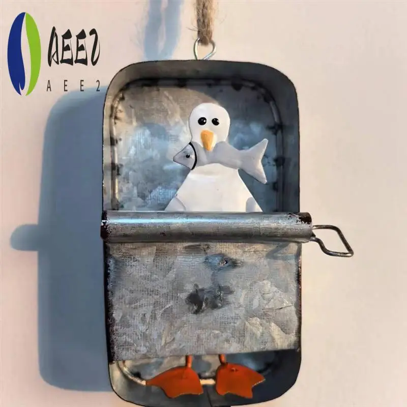 AEE2-Plata de sardinas, adorno colgante peculiar, una pequeña pieza peculiar, adornos de pesca divertidos, lata de sardina, pescado enlatado, mariscos