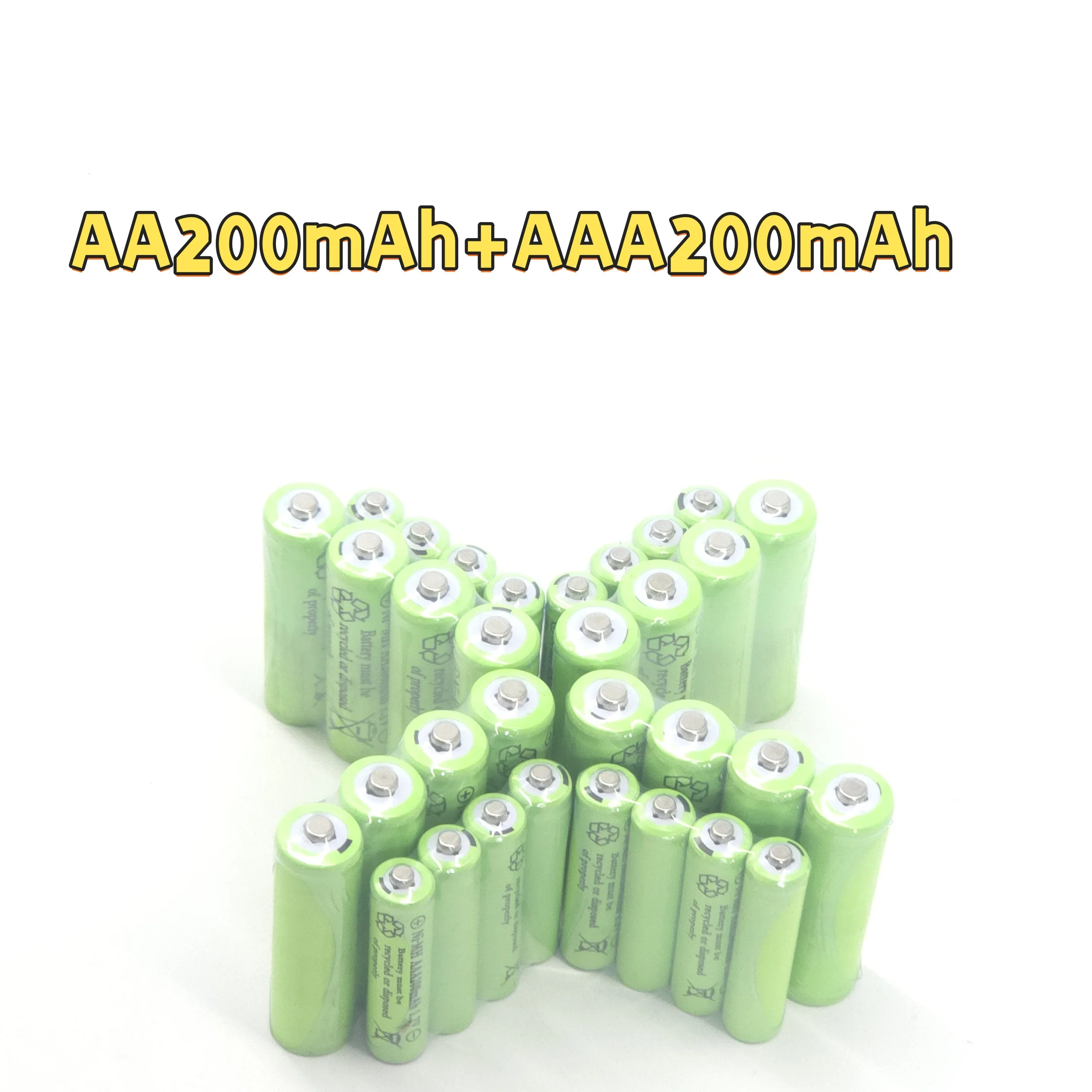 Ni-MH AA & AAA Wiederaufladbare Batterien 200mAh 1,2V für Taschenlampen/Solarleuchten/Fernbedienungen
