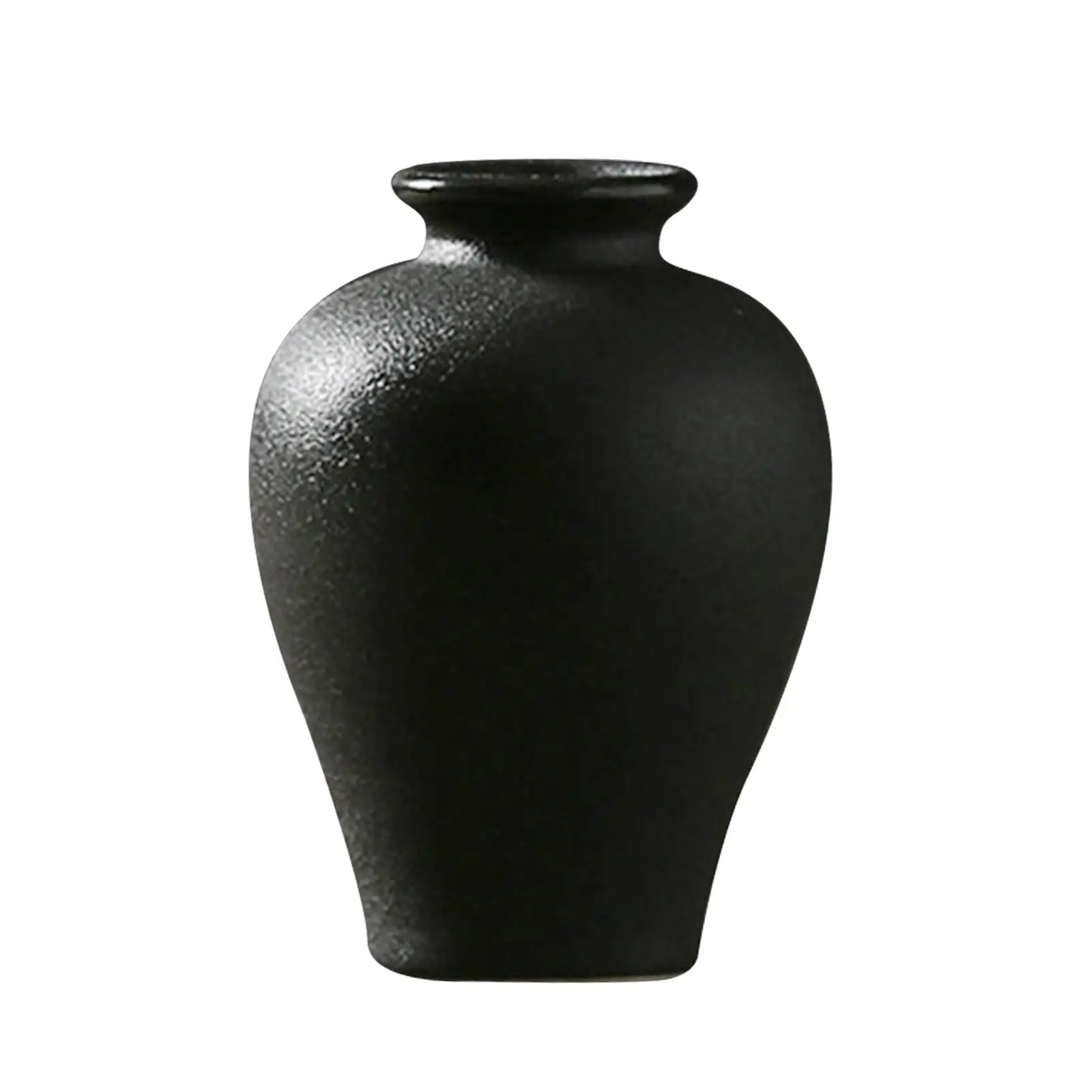 Versatile, classic, black ceramic flower vase for wedding and home decoration.