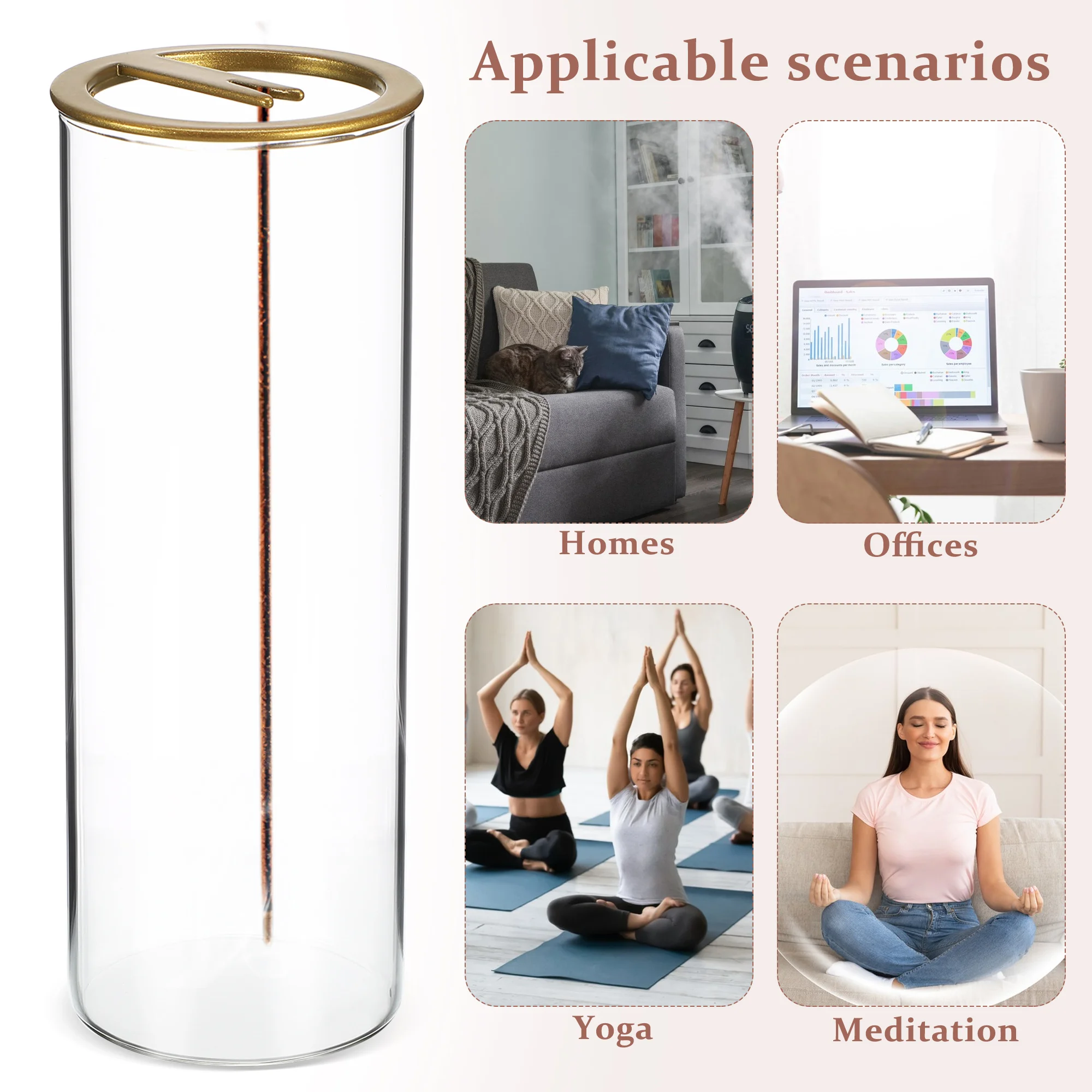 2Pcs High Borosilicate Glass Incense Holder Sturdy Upside Down Ash Collector for Yoga Decor Upside Down Incense Holder