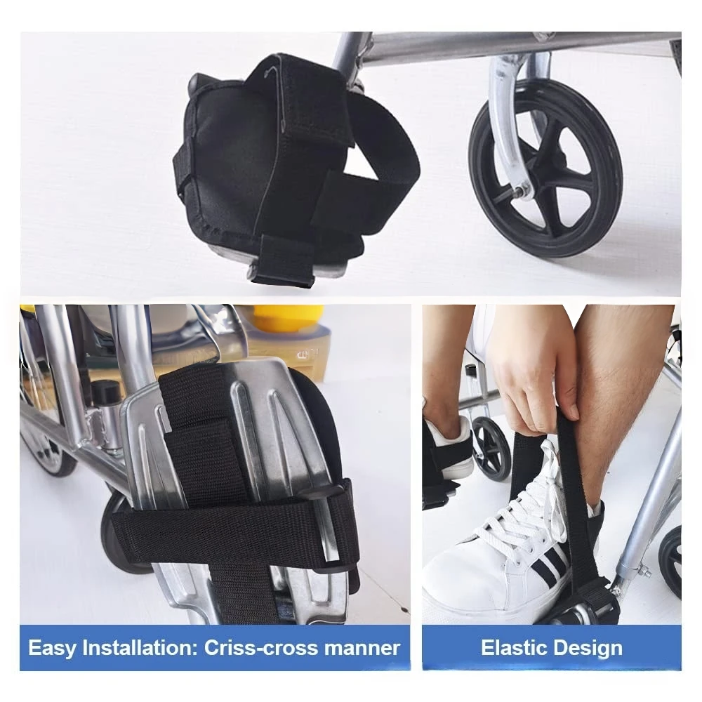 One pair of thickened wheelchair footrest covers; providing comfortable shoe covers for users with mobility impairments.