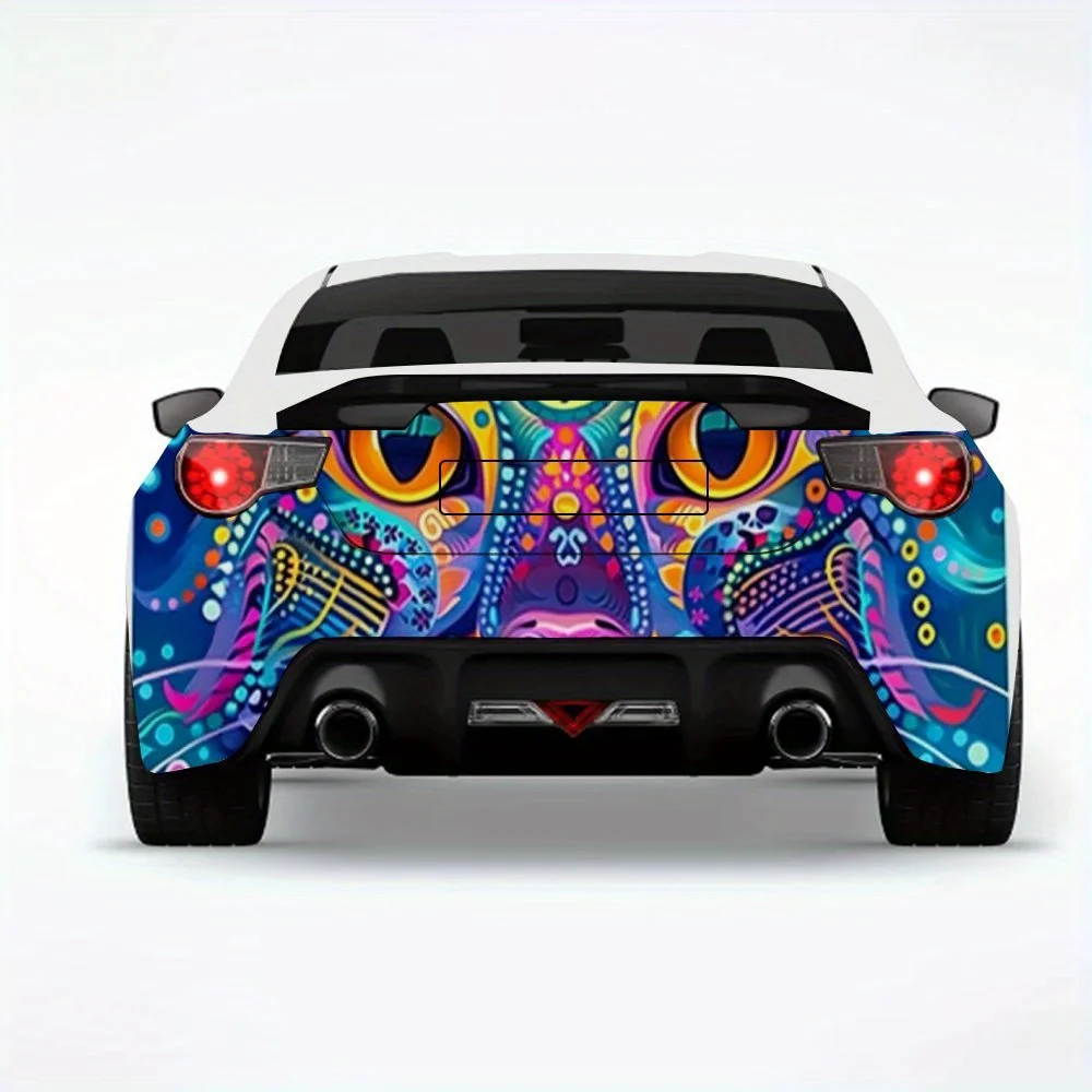 

Colorful Feline Totem Art Car StickerVinyl Decal for Car Rear, Waterproof Self-Adhesive Vinyl Stickers for Vehicle Tail & Bumper