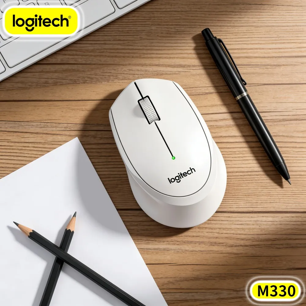 Logitech M330 Silent Wireless Mouse 2.4Ghz USB Receiver Quiet Clicks Ergonomic Shape Long Battery For Home Office Laptop