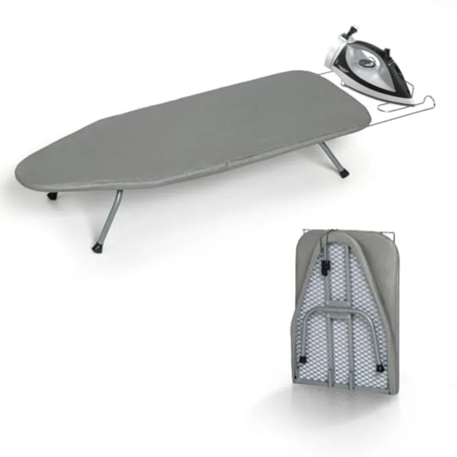 

Metal Foldable Tabletop Ironing Board with Iron Rest, Portable Ironing Board Small with Heat Resistant Cotton Cover, Mini Iron