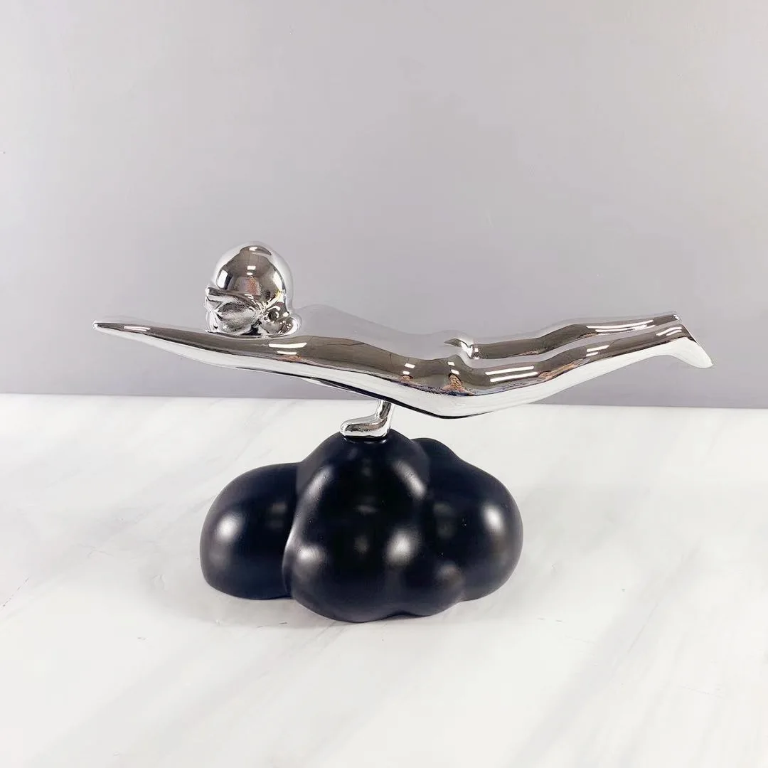 

Creative resin little flying man statue decoration simple modern home living room decoration desktop book decoration desk decor