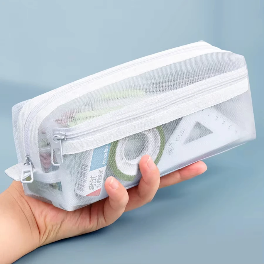 

Большой сетчатый пенал с отделением для ручек, прозрачная ручная многофункциональная сумка-карандаш, стационарная прозрачная косметичка