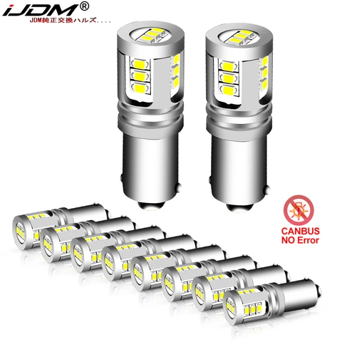 iJDM 10 шт. T4W BA9S LED Blub BAX9S H21W BAY9S LED 12V 24V H6W H5W светодиодный для автомобиля задний противотуманный фонарь красный белый автостоянка задний фонарь