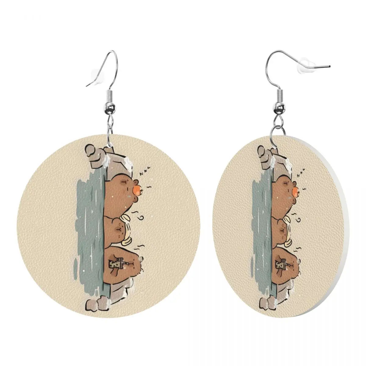 Custom Funny Capybara Leather Teardrop Earrings Fashion For Women Jewelry Accessories For Valentine's Day