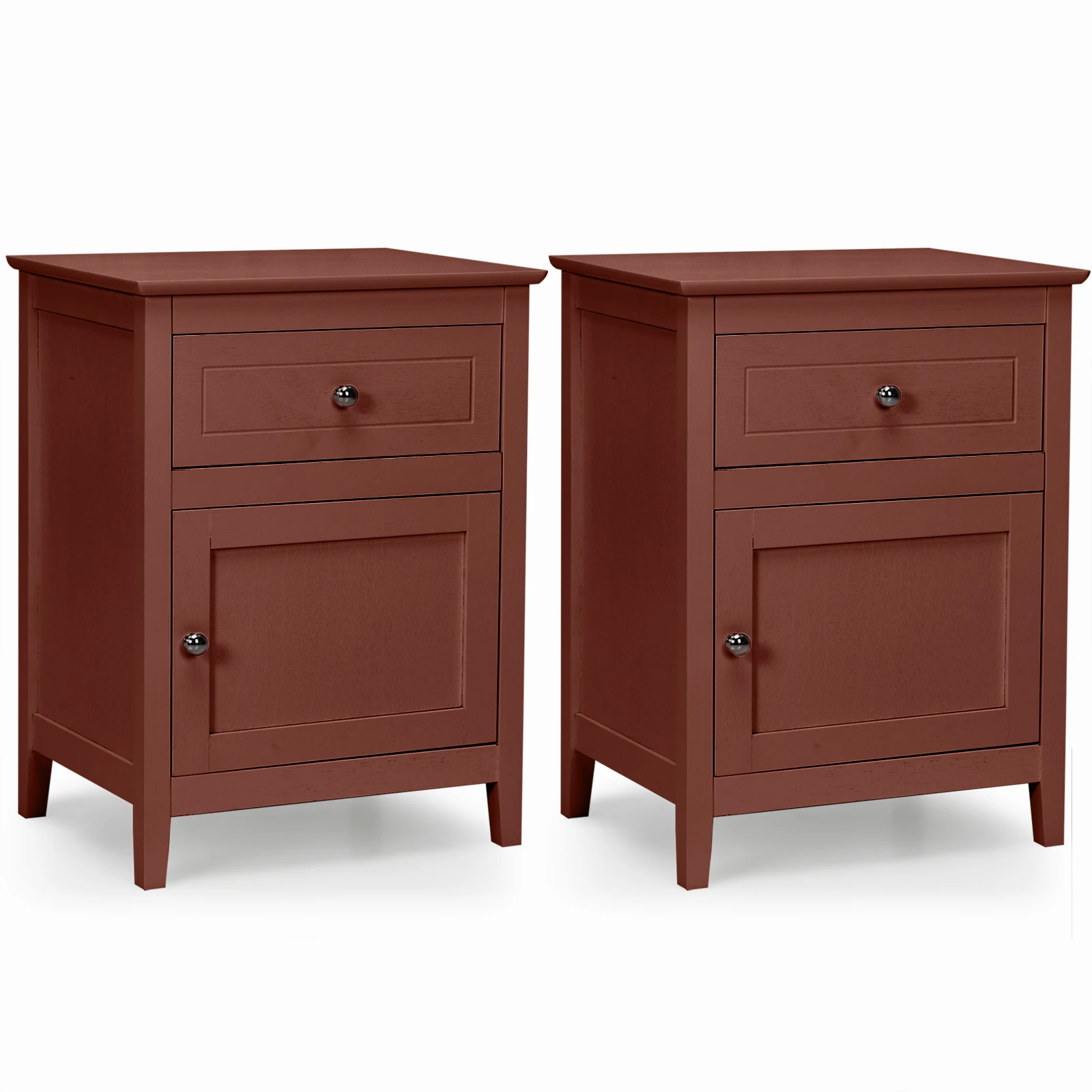 2PCS Nightstand Drawer Accent Side End Table Storage Cabinet Cherry