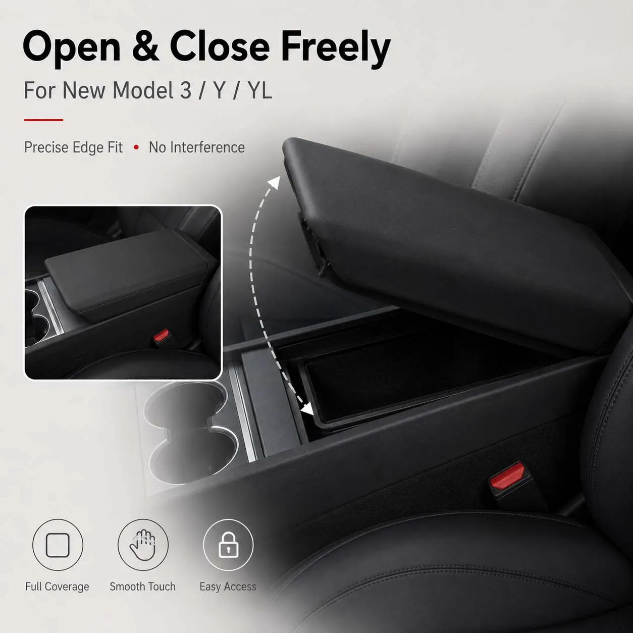 New Model 3 Y YL TPE Center Console Armrest Cover Soft Scratch Resistant Protector Easy Install Car Interior Pad