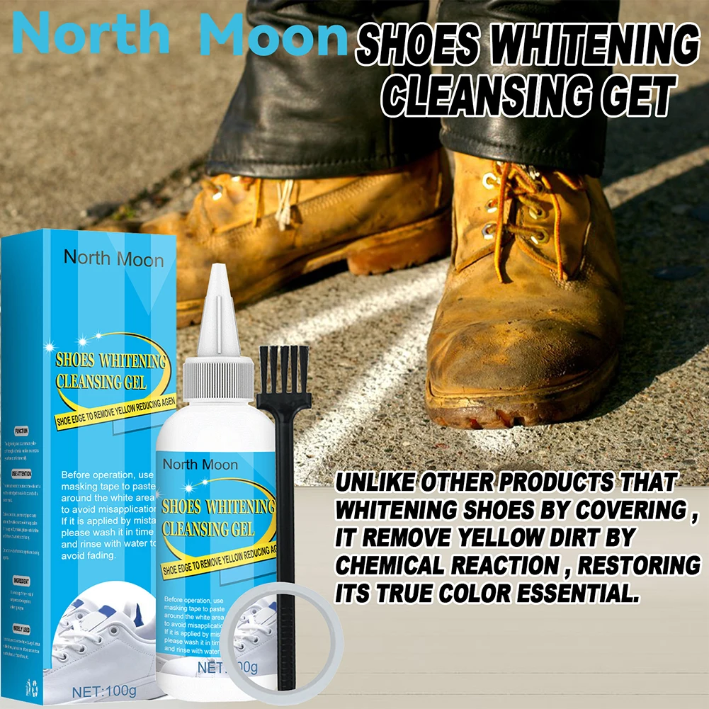 30/100ml White Shoes Cleaner with Tape & Brush Shoes Whitening Kit Multifunction Shoe Cleaning Kit for White Shoes Sneakers