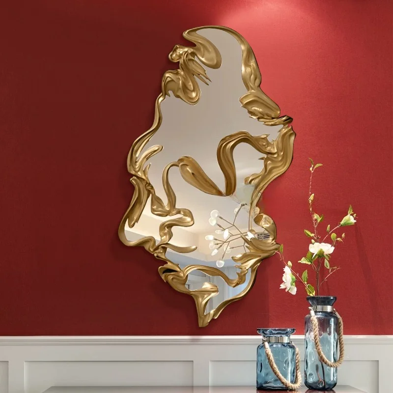 European style light luxury decorative mirror bedroom mirror wall mounted bathroom mirror art entrance mirror customization