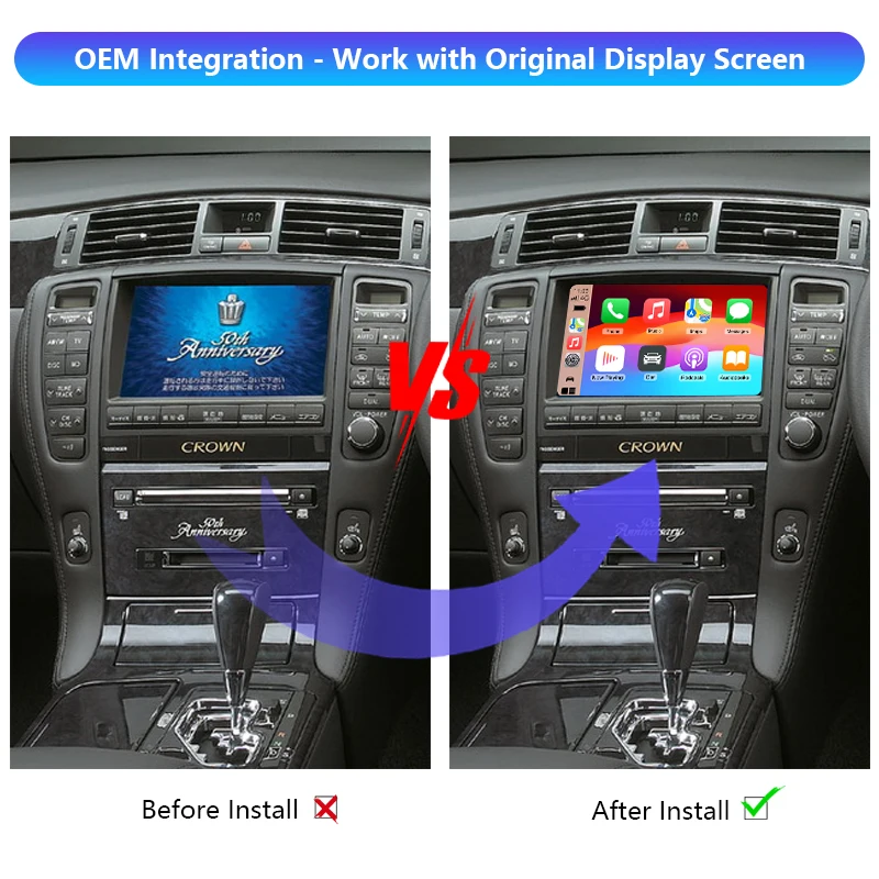Upgrade Multimedia Wireless Apple CarPlay Android Auto Decoder Module Interface Kit for Toyota Majesta
