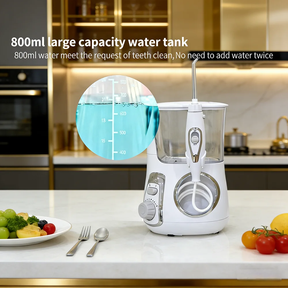 

Профессиональный электрический ирригатор для полости рта 800 мл, настольный, 10 режимов, для чистки зубов и устранения неприятного запаха изо рта