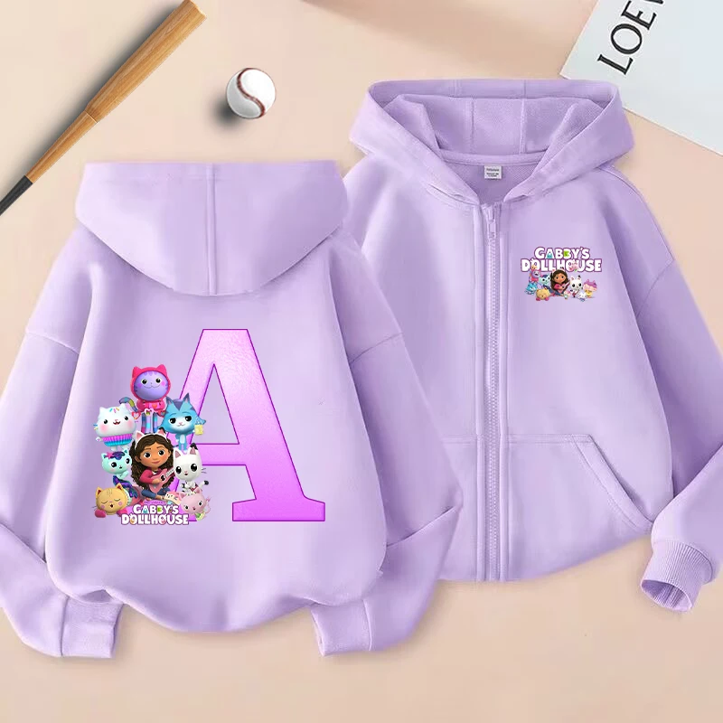 

Dollhouses Gabbyed Girls Zipper Hoodie Cute Letters A-Z Anime Kids Sweatshirt Hoody Spring Autumn Casual Baseball Sports Clothes