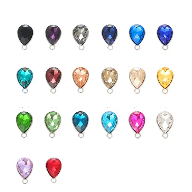 10 pezzi di cristallo Birthstone Lacrime Goccia d\'acqua Ciondolo con perline per collana fai da te Portachiavi Ciondola l\'orecchino Fascino