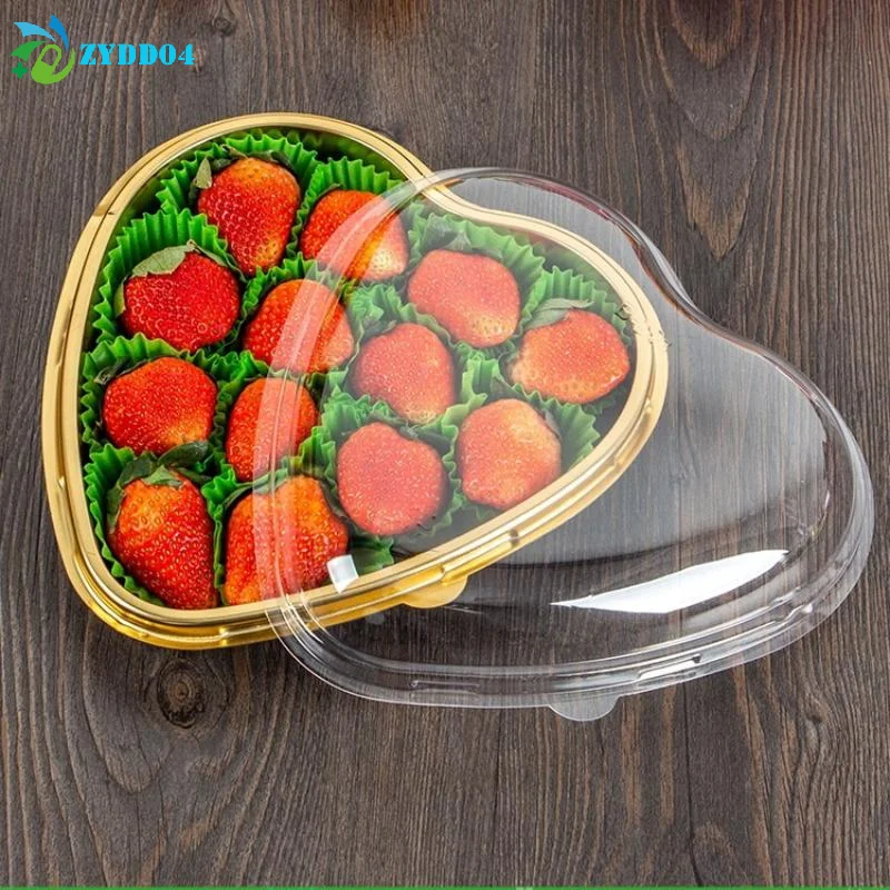 ● 10 plateaux de service en forme de cœur avec couvercles transparents, contenants en PET pour fruits, sushis, desserts, pour cadeau de la Saint-Valentin