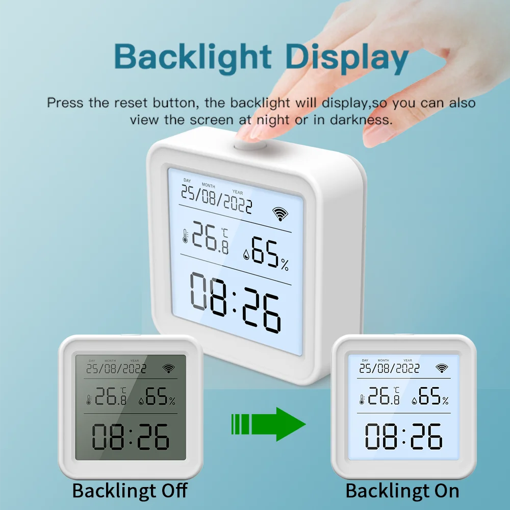 Tuya WiFi مستشعر درجة الحرارة مستشعر الرطوبة الخلفية مقياس الرطوبة ميزان الحرارة RightSitu TH08 العمل مع Yandex Alexa #4