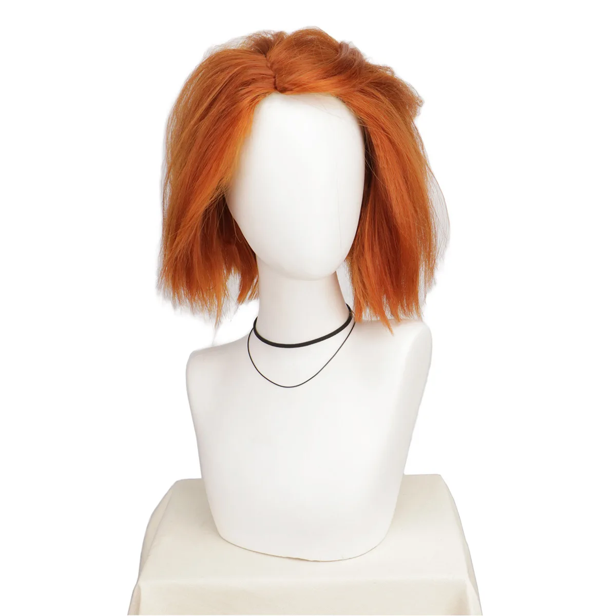 Orange Short Bob Wig Synthetic Hair for Women Straight Shoulder Length Middle Part Cosplay Party Daily Wear Everyday Life Style