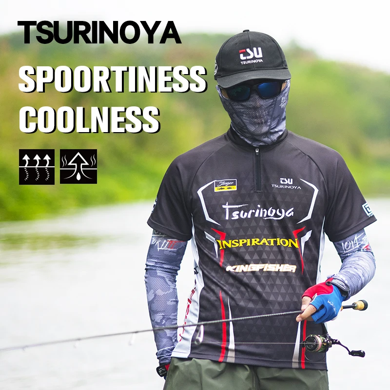 TSURINOYA Fishing Shirt Breathable Quick Dry Sports Clothing Lasting Coolness Short Sleeve Outdoor Men's Sunscreen Pesca Clothes