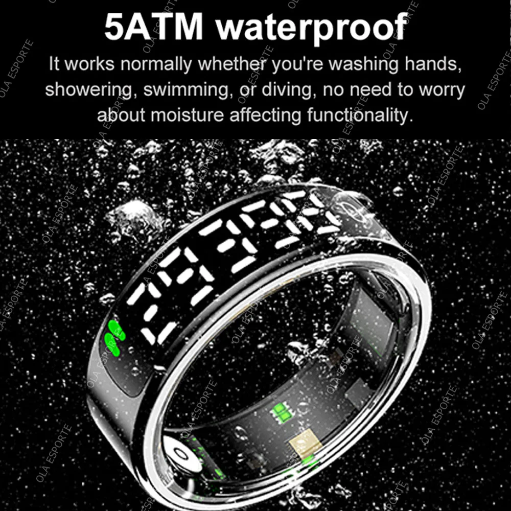 Smart Ring with Charging Case Heart Rate Heart Oxygen Sleep Monitoring Time Steps Battery Display Multi-function Smart Ring R12 view 6