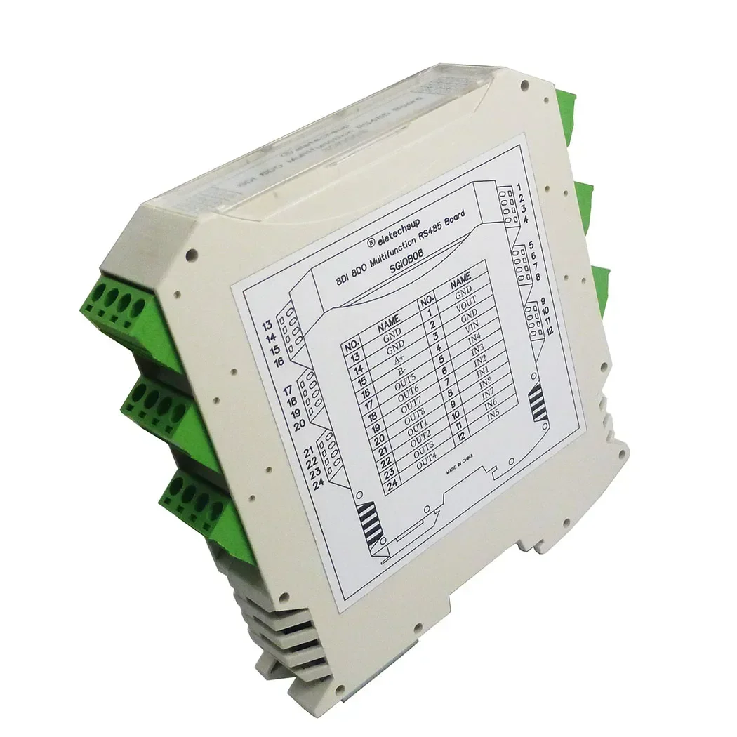 Ultra-thin Safety Barrier RS485 IO Module 8DI-8DO RS485 Digital NPN Input Output for Relay PLC Industrial Equipment