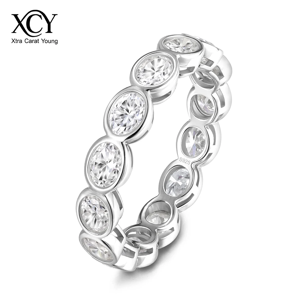 XCY Oval Cut 5A Cubic Zircon Ring for Women Sterling Silver Hypoallergenic Sparkling Eternal Rings Wedding Engagement Jewelry