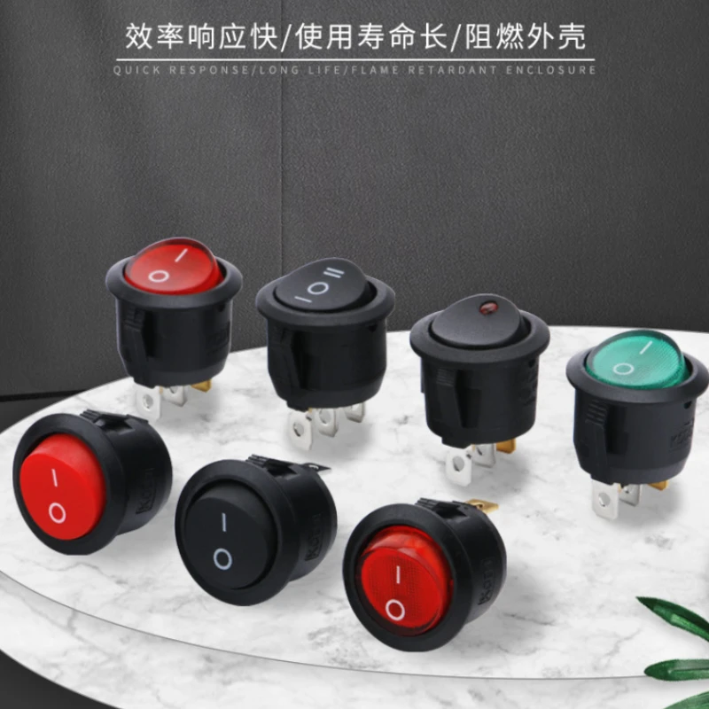 1PCS ON/OFF Runde Rocker Schalter LED Beleuchtet Auto Dashboard Dash Boot Van 12V 24V / 6A 250V / 10A 125V 2/3/4PIN Schalter 20MM