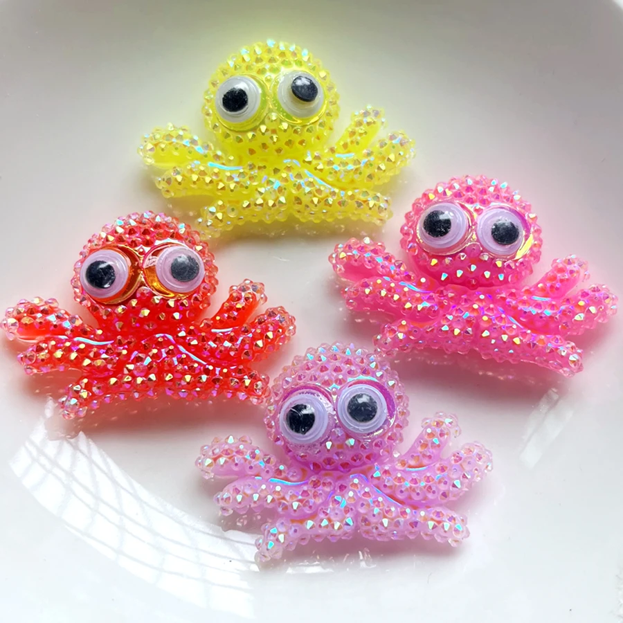 4pcs mixed Crystal Octopus Scrapbook resin crafts suitable for decorative diy handmade accessories for jeweled hair accessories