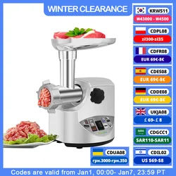 BioloMix Heavy Duty 3000W Max Powerful Electric Meat Grinder Home Sausage Stuffer Meat Mincer Food Processor