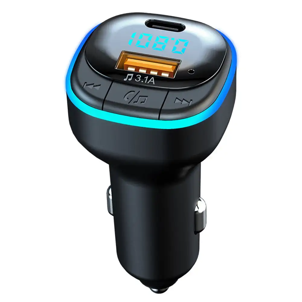 Bluetooth 5.0 Car Charger Fast Charging USB Type C Car Phone Charger FM Transmitter Handsfree Cigarette lighter MP3 Music Player