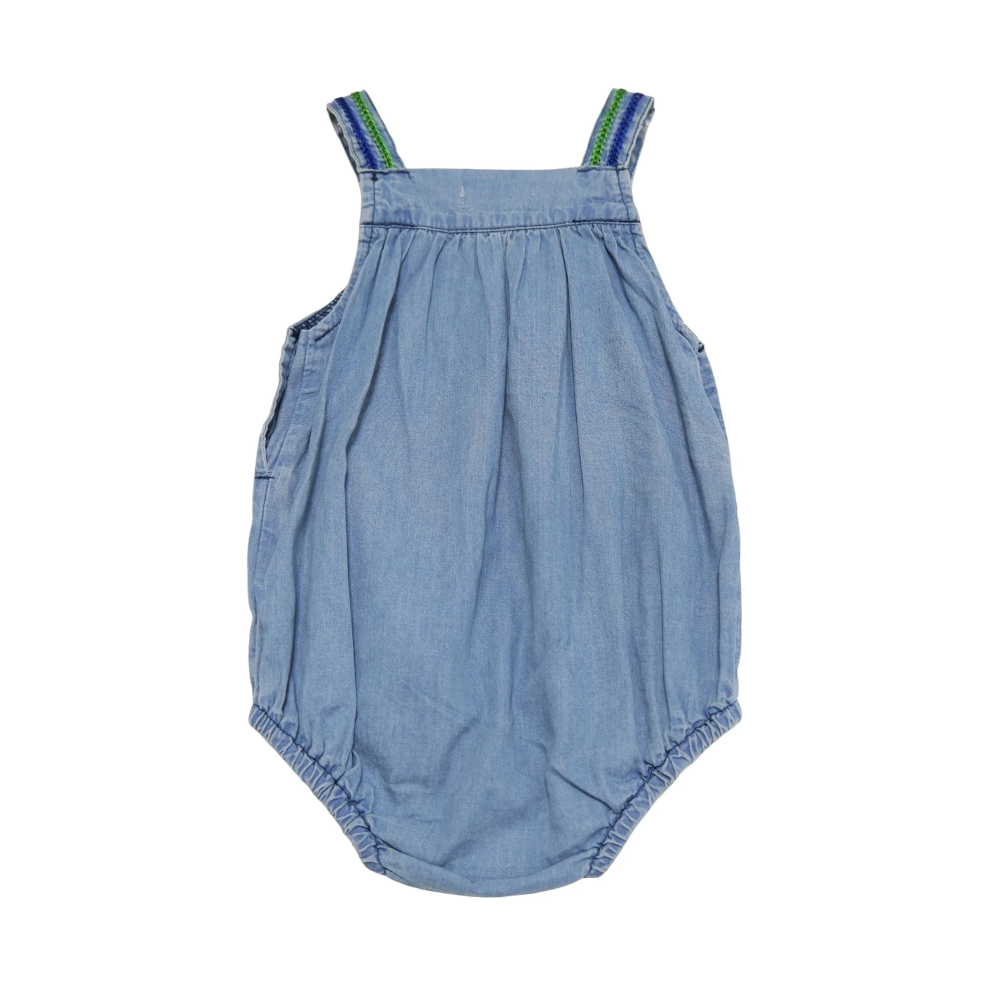 Vintage Blue Baby Boy Romper Multi Color Woven Strap Design Overalls Newborn Sleeveless Jumpsuit Onesies For Summer With Pocket