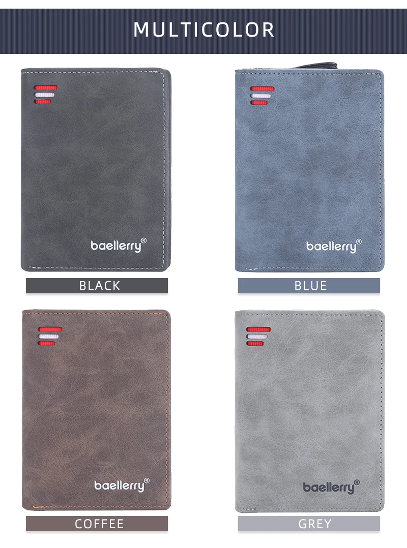 Brand Men PU Leather Short Wallet With Zipper Coin Pocket Vintage Big Capacity Male Short Money Purse Card Holder New