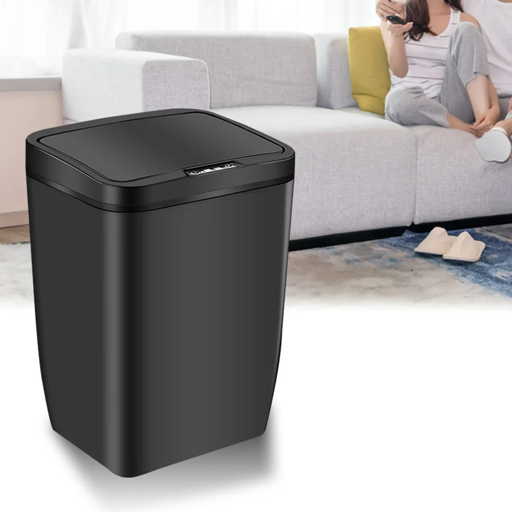 Inductive Trash Can Trash Bin Automatic Smart Sensor Kitchen Bathroom Rubbish Bin Garbage Can Waste Bin without (Black)