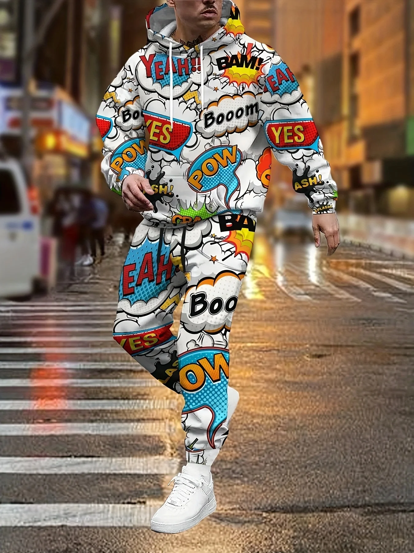 

Autumn Winter New Men's Tracksuit Set Street Hip Hop Trend Hoodie and Long Pants Suits Casual Outdoor Pullover Set Male Clothing