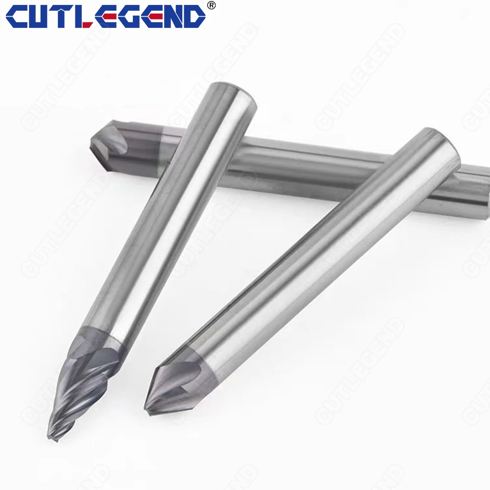 HRC60 Chamfer Milling Cutter 90 Degree 4 Flutes Carbide Corner Countersink Chamfering Mill Deburring 4 6mm Edges V Groove Router